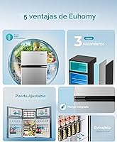 Vista 6 de Euhomy - Refrigerador miniatura con congelador, 3.2 pies cúbicos, refrigerador miniatura con congelador, refrigerador de dormitorio con congelador