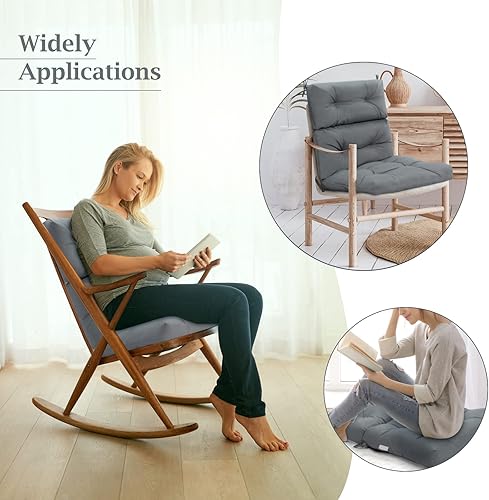 Miniatura 7 de Graffy - Paquete de 2 cojines para sillas de exteriores de 45 x 22 x 4.5 pulgadas, cojines de asiento de respaldo alto con lazos, almohadillas de