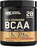 Optimum Nutrition Gold Standard BCAA Train + Sustain, Amino Acids Pre Workout Powder, Sports Drink with Vitamin C, Zinc, Magnesium and Electrolytes, Peach & Passionfruit Flavour, 28 Servings, 266 g - 1
