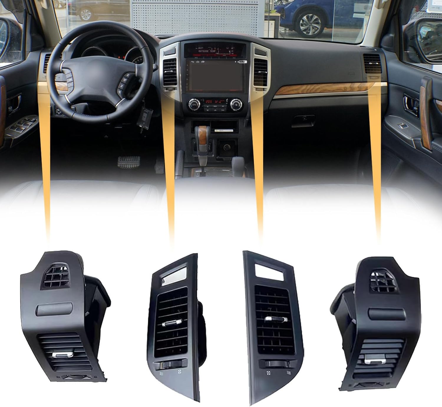 4pcs Air Vent Outlet For Mitsubishi Pajero Montero V87 V93 V95 V97 V98 2007-2022, Car Interior A/C Vents Replacement -black