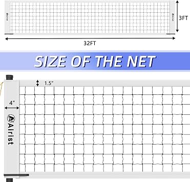 Portable Volleyball Net Set,Professional Volleyball Nets Set for Backyard and Beach,Outdoor Volleyball Net with Height Adjustable Poles,Volleyball and Carrying Bag