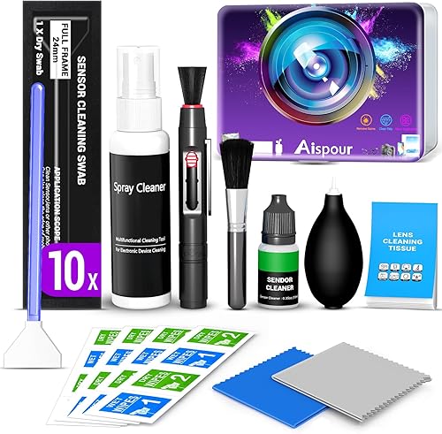 Kit de limpieza de lente de cámara con hisopos de sensor Pro 10x, limpiador de sensores, compatible con Canon, Nikon, cámara réflex digital sin