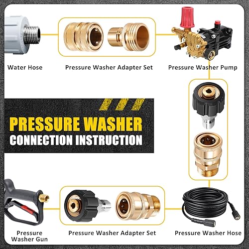 Miniatura 4 de Juego de adaptadores para lavadora a presión, kit de desconexión rápida, M22-0.551 in giratorio a conexión rápida de 38 pulgadas, accesorios de