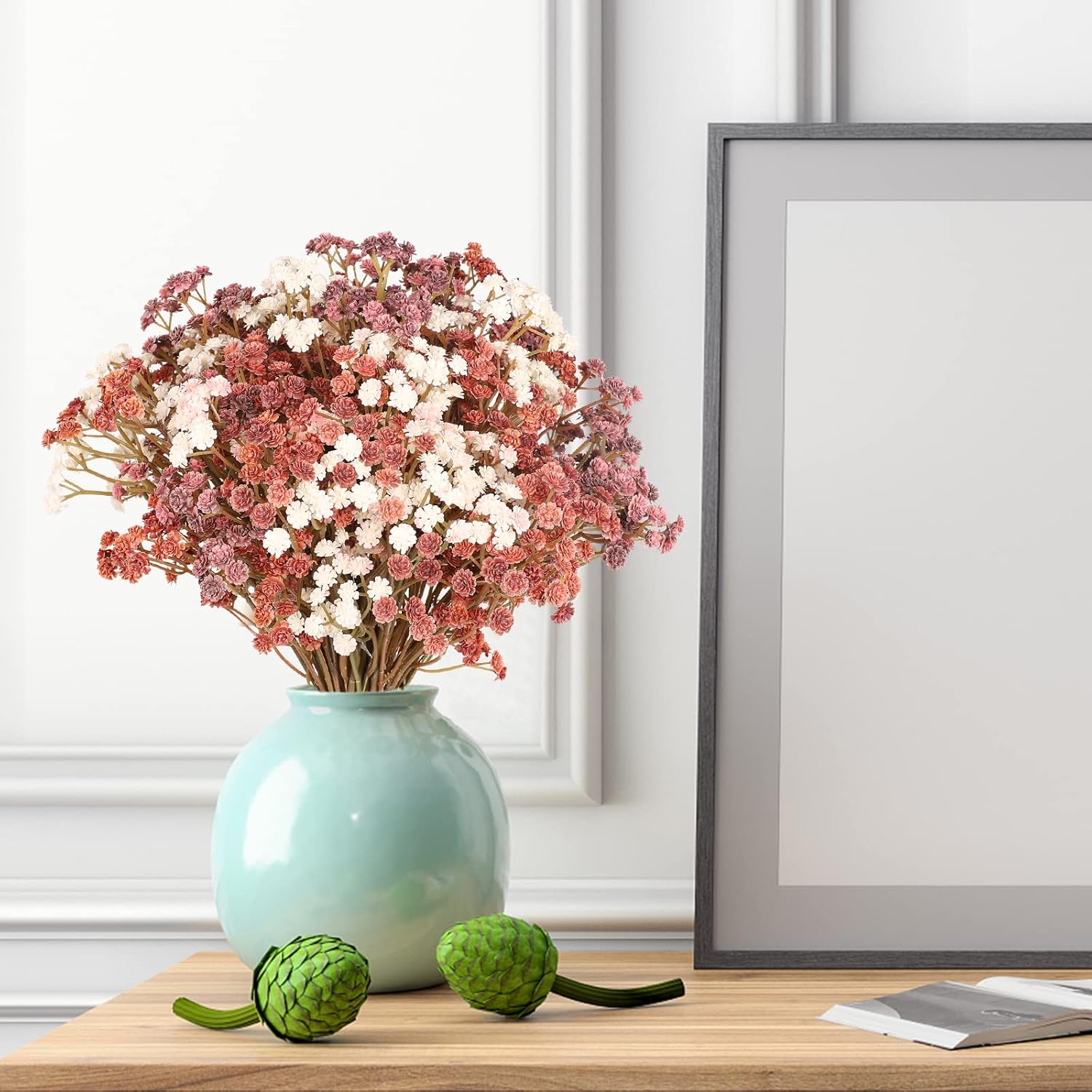 Baby Breath Flowers Fall Flowers Artificial Bulk, 10Pcs Fall Decor Fake Gypsophila Plants Bouquets Flowers Real Touch Faux Babies Breath Arrangement for Home Autumn Wedding Vase Decoration Fall Orange - Image 8