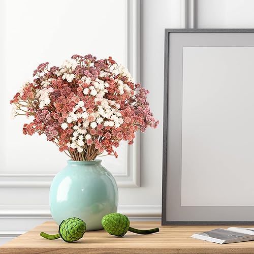 Miniatura 8 de Flores de aliento de bebé artificiales, flores de otoño a granel, 10 unidades, plantas falsas de Gypsophila para decoración de otoño, ramos de