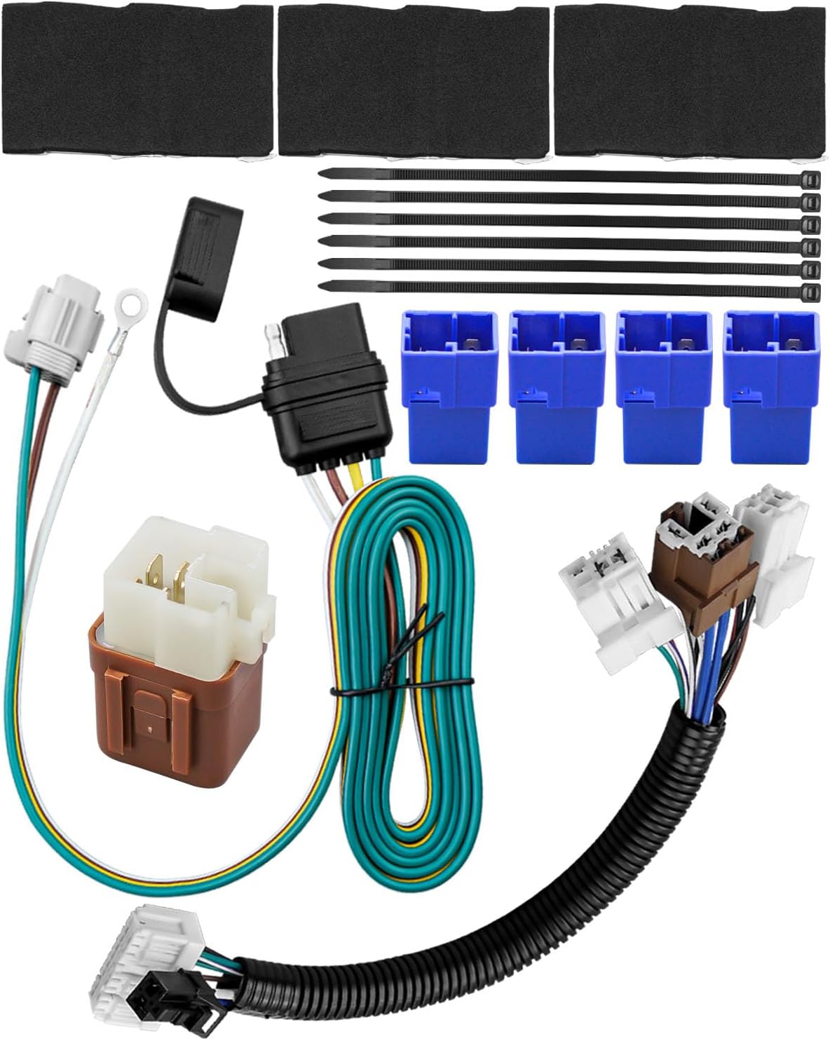 4-Way Flat Trailer Wiring Harness Kit Fit for Nissan Pathfinder 2013-2020 Infiniti QX60 2014 2015 2016 2017 2018 2019 2020, Towing Hitch Connector Adapter Replace CX01088