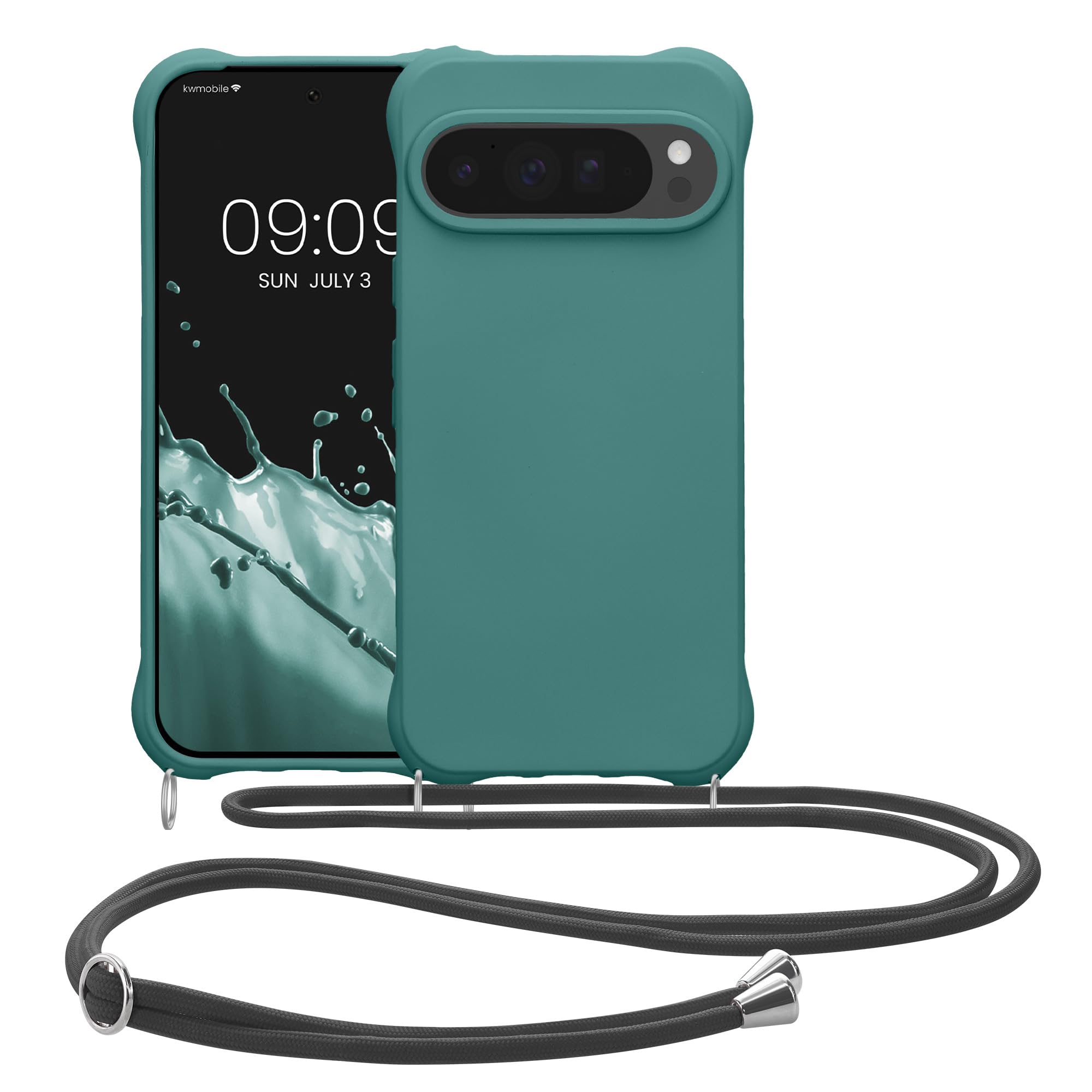 kwmobile Etui z naszyjnikiem kompatybilne z Google Pixel 10 Pro XL - Silikonowe etui z obrożą naftową