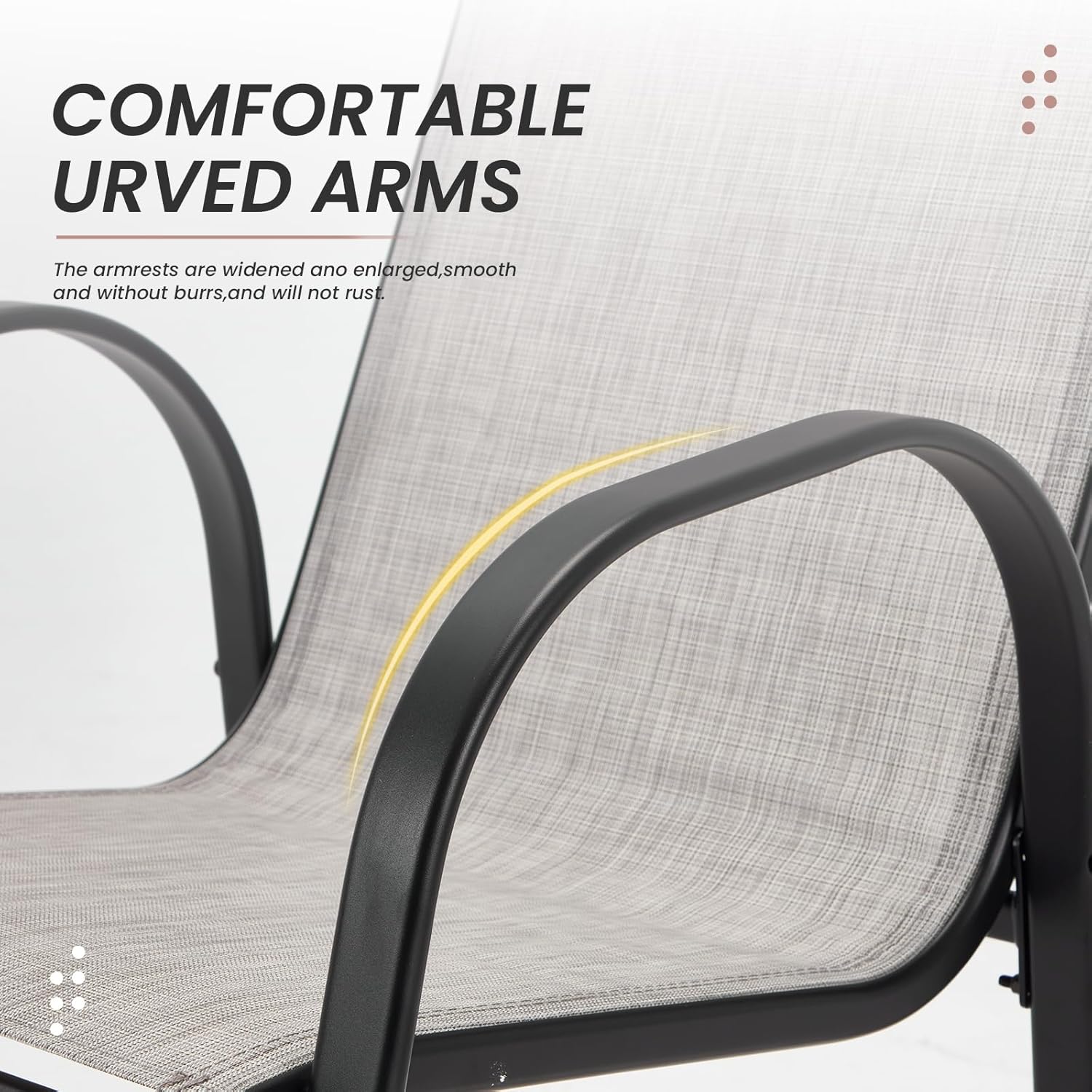 HOMREST Outdoor Bar Height Stools Set of 8,High Back Patio Chairs with Armrests,Textilene Chairs with Breathable Fabric & Metal Frame for All Weather,Light Grey