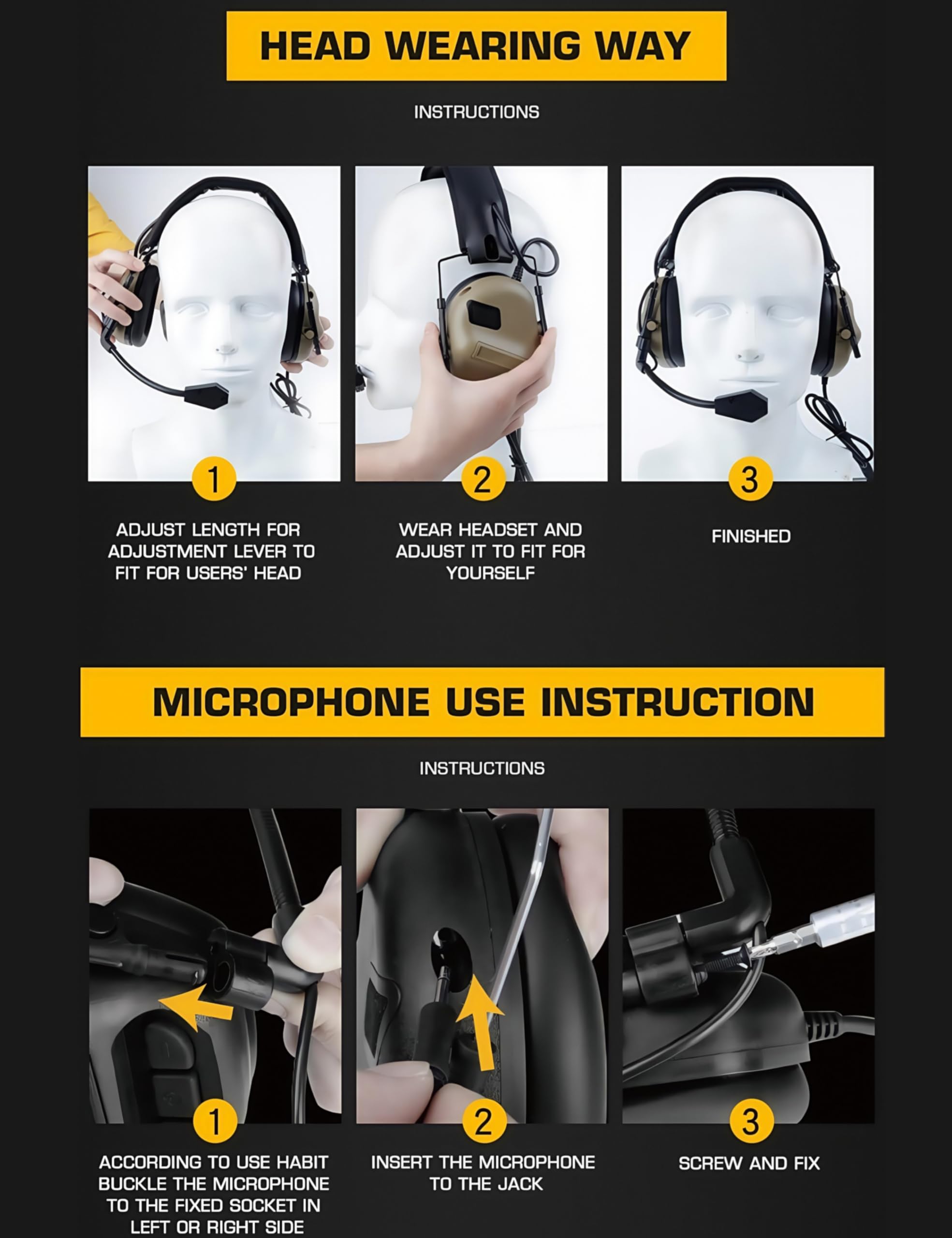 ACEXIER Cuffie militari tattiche senza pickup audio, versione con riduzione del rumore, auricolari da indossare sulla testa per caccia, softair e tiro