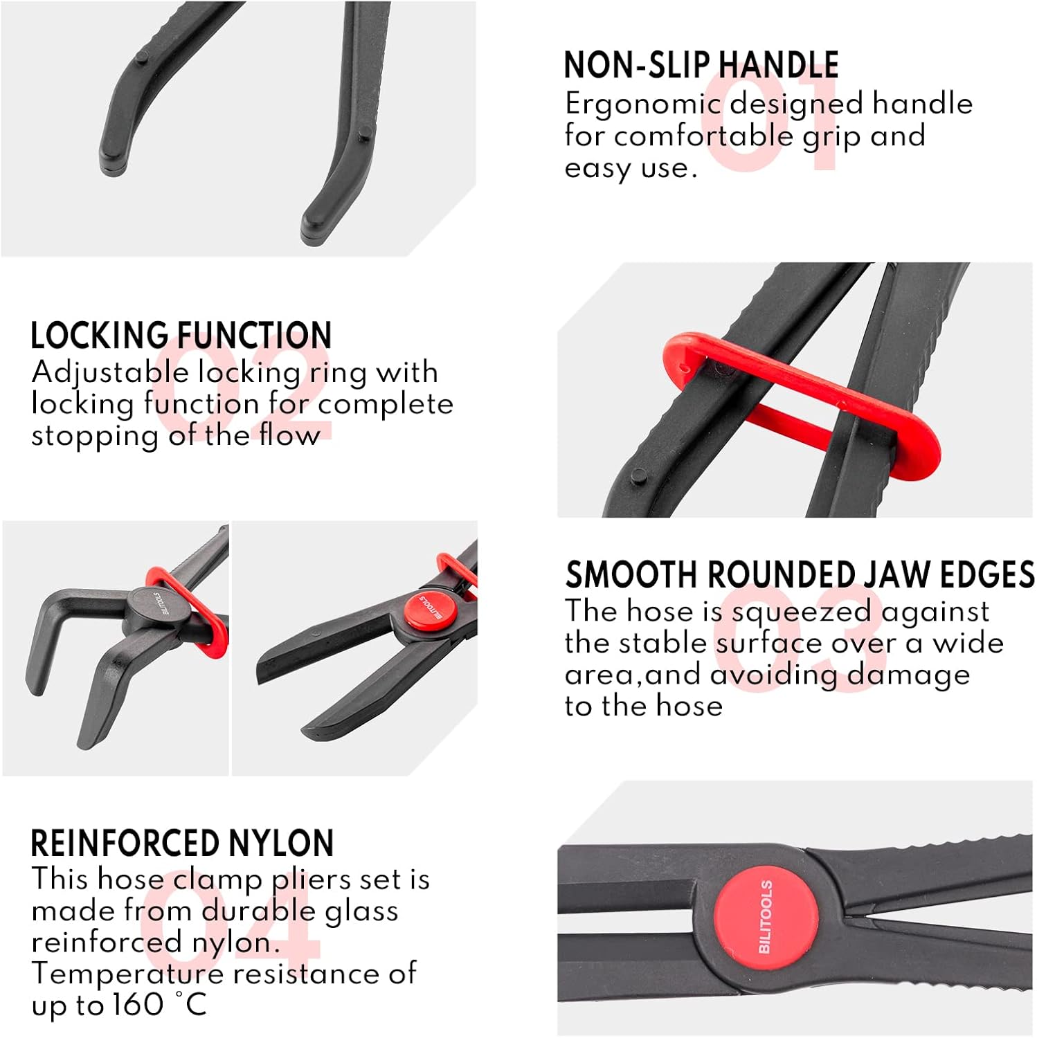 BILITOOLS Hose Pinch off Pliers& Long Flex Head Crows Foot Line Wrench Set, 3/8" Drive Injector Fuel Line Crowfoot Flare Nut Socket Wrench Metric 12-19 mm