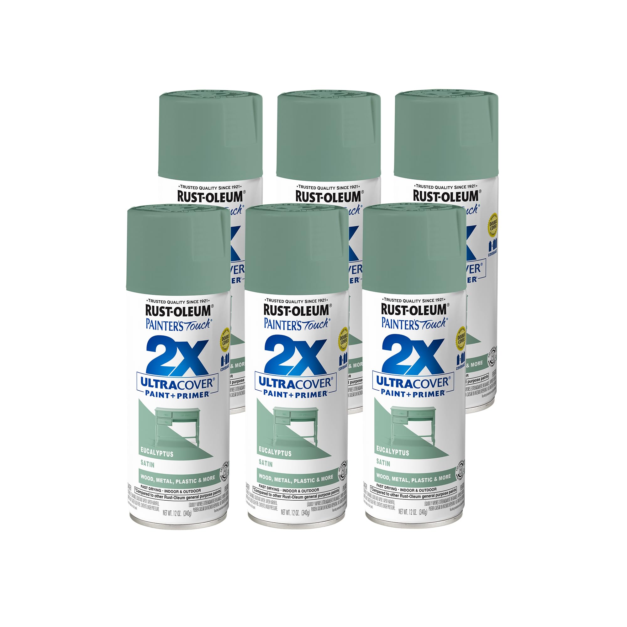 Rust-Oleum Painter's Touch 2X Ultra Cover Spray Paint, Satin Eucalyptus
