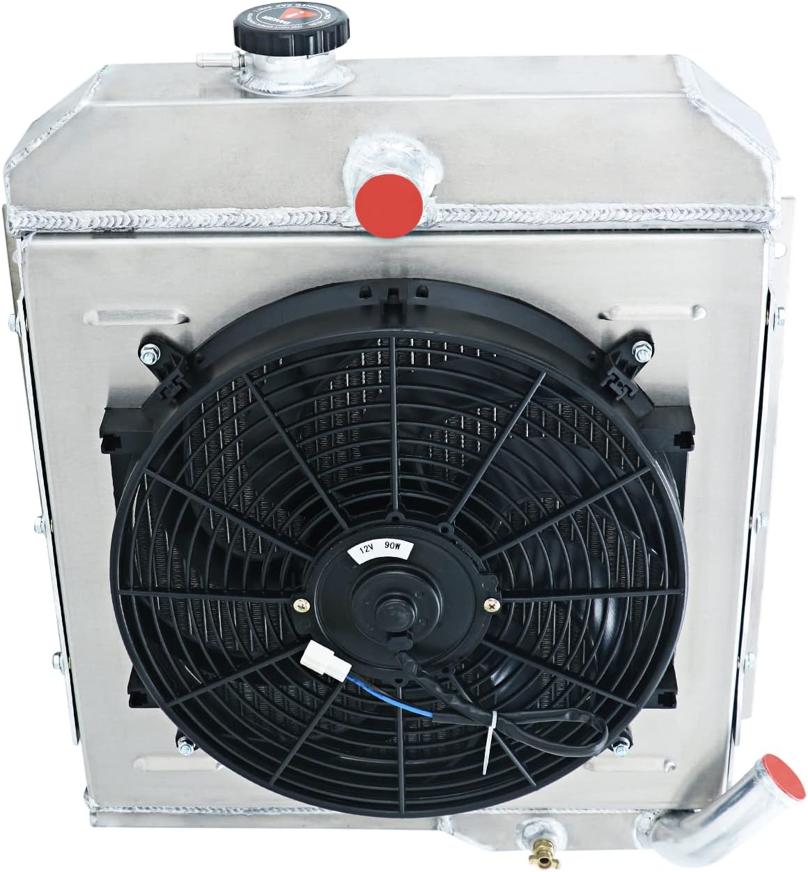 4 ROW ALUMINUM RADIATORS REPLACEMENT FOR 1965 1966 1967 1968 JEEP CJ5 CJ6 DJ5 DJ6 BUICK 225 V6, RADIATOR WITH ELECTRIC FAN SHROUD THERMOSTAT KIT 65 66 67 68