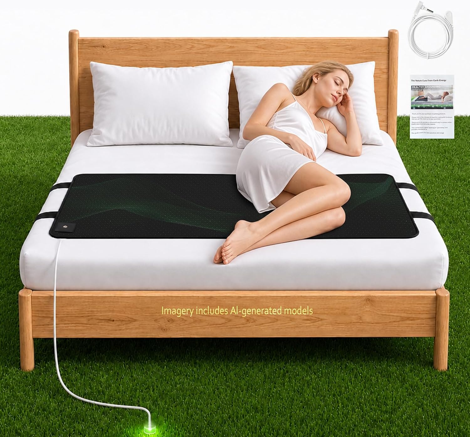 Grounding Well Mat for Bed Twin,Queen,Down to Ground Grounding Mat for Bed,Tear-Resistant PU Leather Grounding Mattress with Cord
