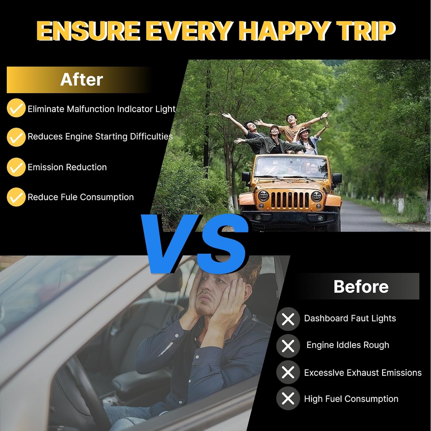 Oxygen Sensor Upstream Downstream O2 Sensor 2Pcs Fit for Saab 9-2X H4-2.5L, for Subaru Forester Impreza Legacy Outback 2006 2007 2008 2009 2010 2011 Replace# 234-9123 234-4445 Oxygen sensors