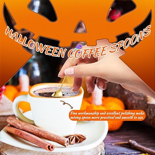 Miniatura 8 de Cucharas de Halloween, 6 cucharas de Halloween, sombrero de bruja de calabaza, cucharas de fantasma, cuchara de postre, cuchara de café, cuchara de