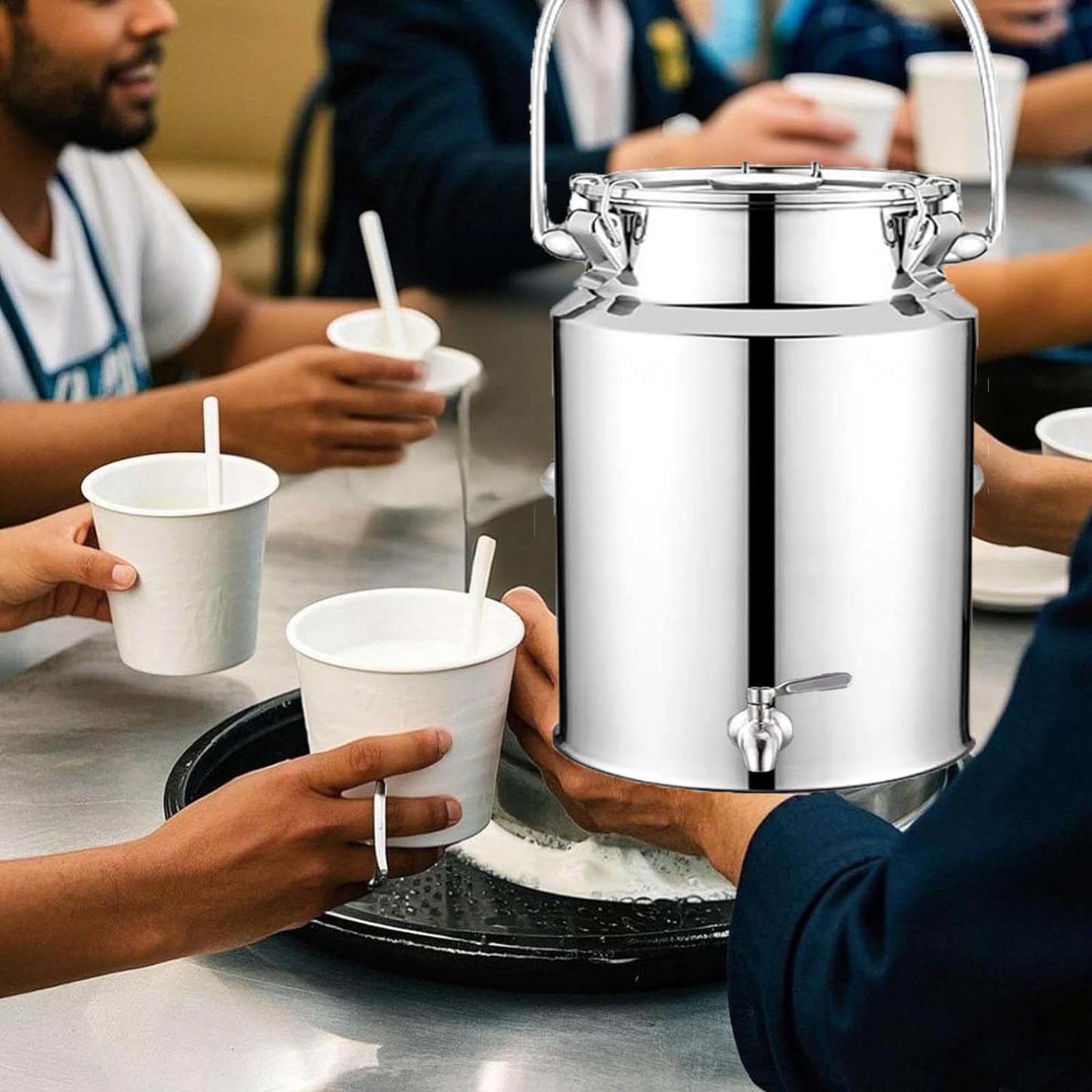 Edelstahleimer Mit Deckel 20l Milchkännchen Milch Barrel Farm Milk Transport Can Hahn Jug PitcherMilchkanne Premium Aus Pitcher,15Liters
