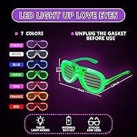Vista 15 de Paquete de 25 lentes LED, 5 colores neón que brillan en la oscuridad, suministros de fiesta para niños y adultos, lentes iluminados para vacaciones