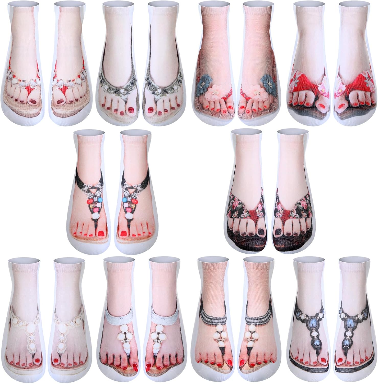 Cuffbow 20 Pairs Flip Flops Socks Women Personalized Ankle