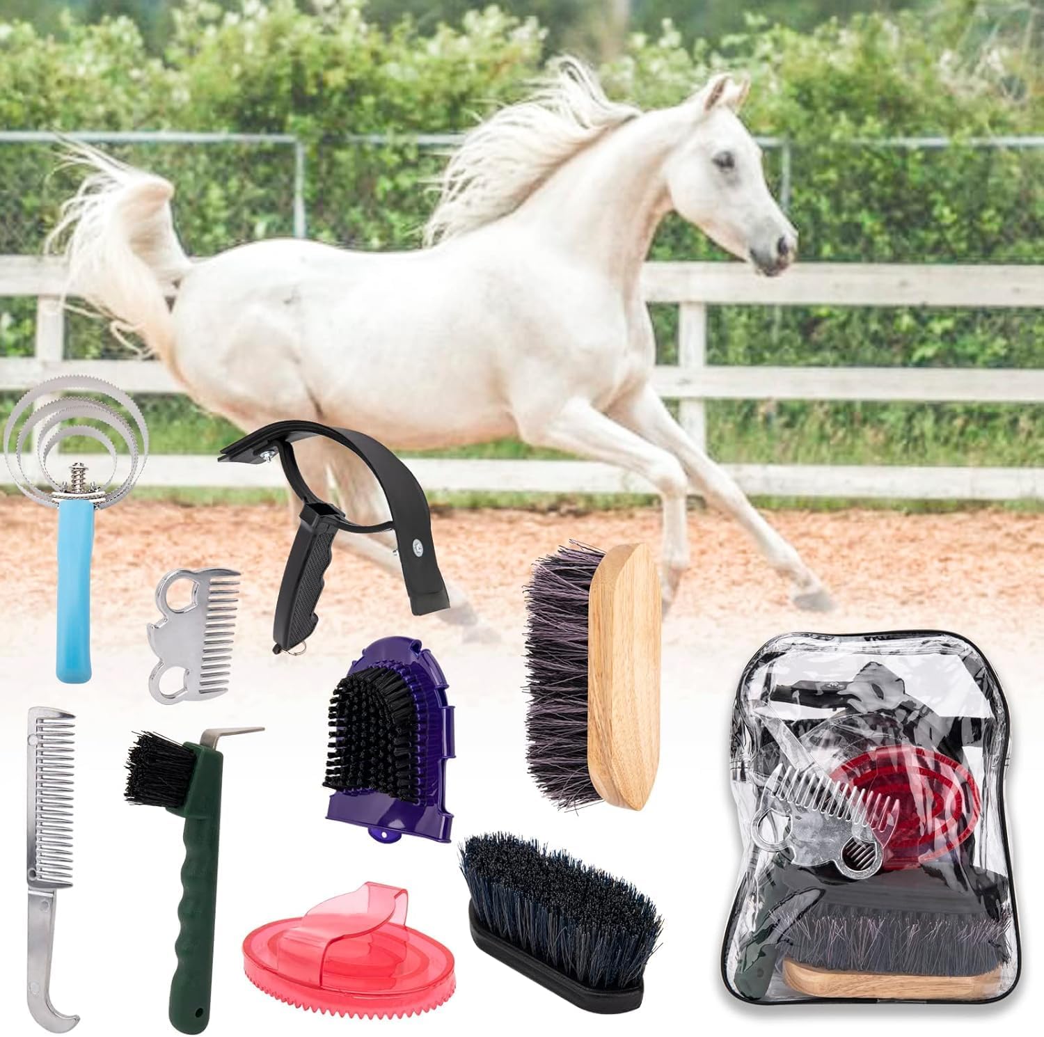 馬用 手入れ用具 5点セット ブラシ 蹄ピック グルーミング 馬用 手入れ用具 5点セット ブラシ 蹄ピック グルーミング