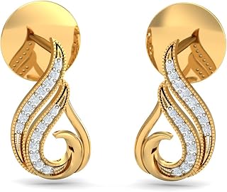 KuberBox 18KT Yellow Gold Diamond Atia Stud Earrings for Women Price In India