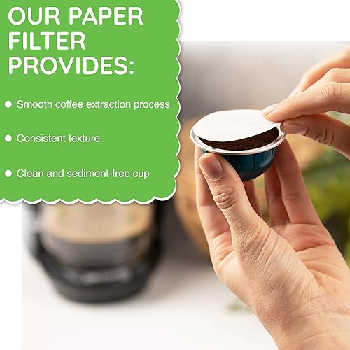 Miniatura 3 de My-Cap Filtros de papel para cápsulas de café para usar con tapas, cápsulas reutilizables para cafeteras de línea Vertuo, filtros de papel de café