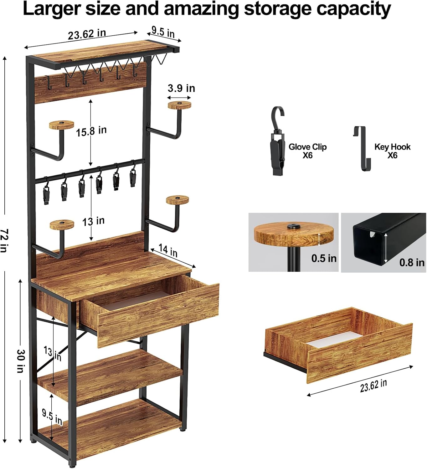 Motorcycle Helmet Holder Floor Standing,72"x24"x14" Large Helmet Rack with Drawer Motorcycle Gear Storage Shelf for Racing Suits,Sports Helmets,Boots & Accessories,Anti-Shake Design