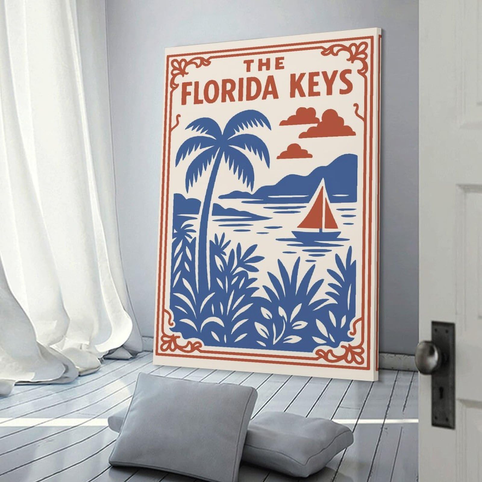 Junmoney Room Decor Wall Art The Florida Keys Vintage, 24x36inch(60x90cm), for Gallery Wall Layouts in Home Or Office, Home Wall Art for Statement Displays