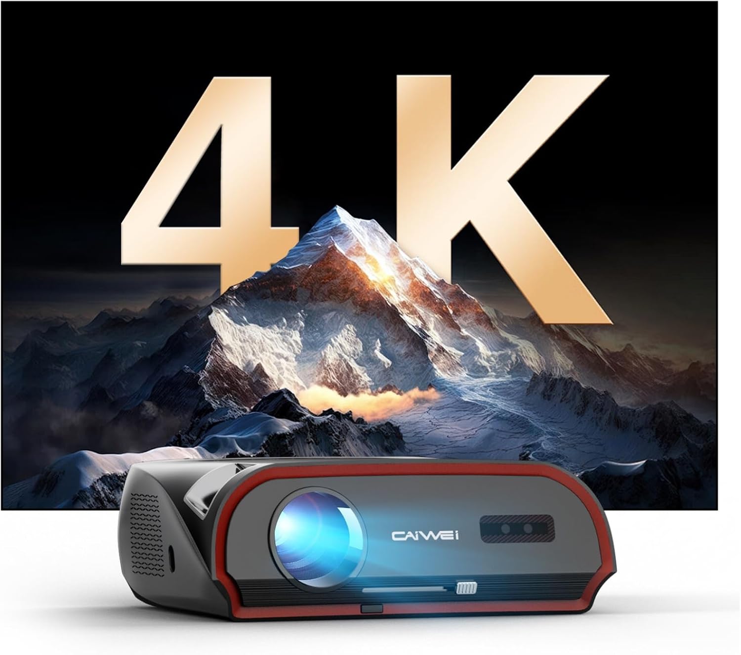 Daytime 4K Smart Projector 1800 ANSI Ultra Bright, Android TV 11.0 Home Theater Projector with WiFi6 and Bluetooth, HDMI, USB, WLAN, Ceiling Mount for Games Consoles, Business, Artwork, Golf Simulator