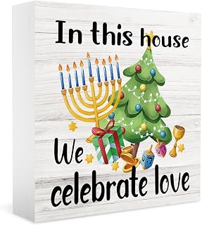 Hanukkah Decorations for Home Office Christmas Hanukkah Decor for Office Home Kitchen Room Indoor Table Bedroom Bathroom Jewish Gifts for Women Men Kids Wooden Sign