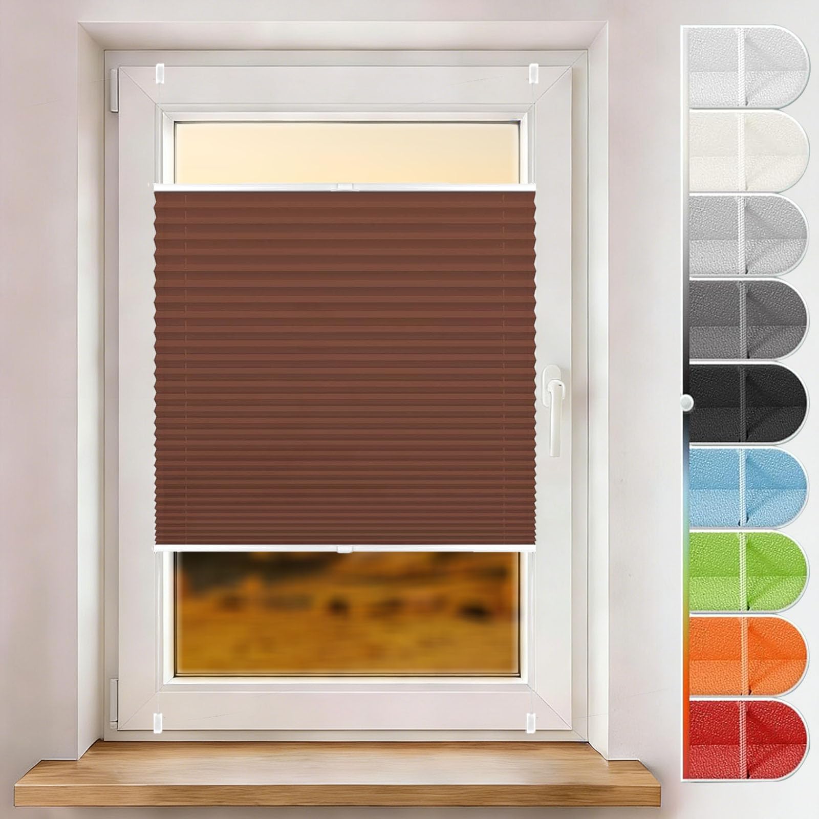 Store plissé Solo Stores marron 85 x 140 cm semi-opaque pour fenêtre et porte