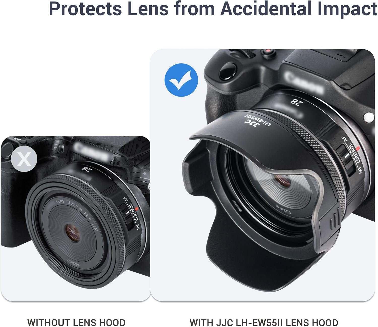 Lens Hood for Canon RF 28mm F 2.8 STM, Reversible Lens Shade Replace Canon EW-55 Lens Hood, Compatible with 55mm Filters and 55mm Lens Cap