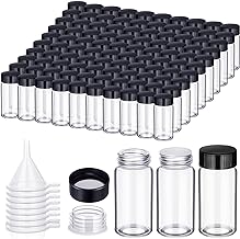 Ziliny 110 Pack 20 ml Glass Vials Clear Small Empty Glass Sample Bottles with Screw Cap Plastic Stoppers, Shims and Plasti