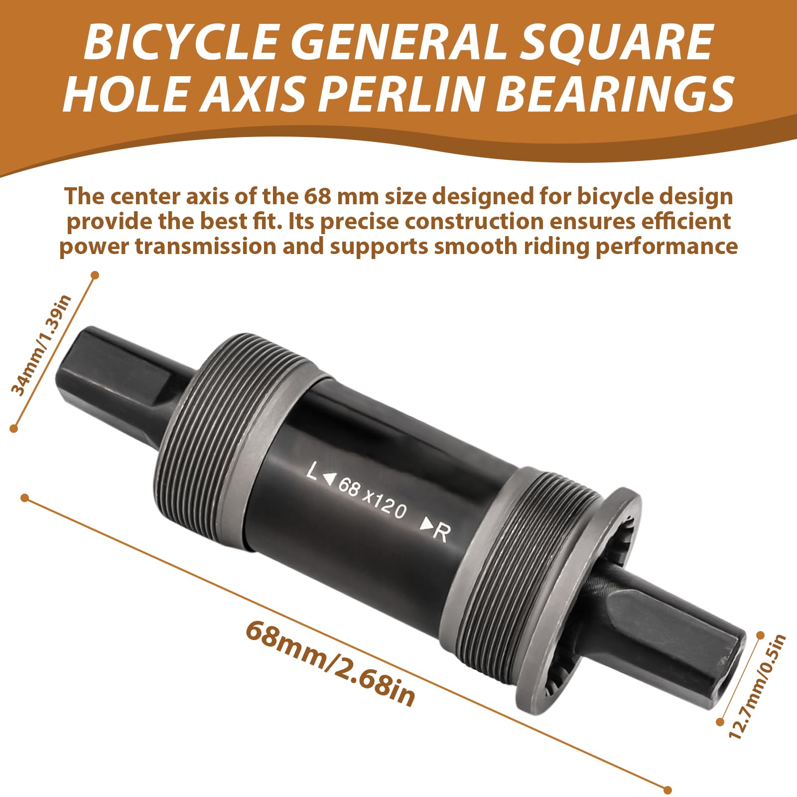 Movimento Centrale BSA 68mm Per Bici – Scatola Pedivella Filettata Con Viti Impermeabili, Per Manovella Quadra