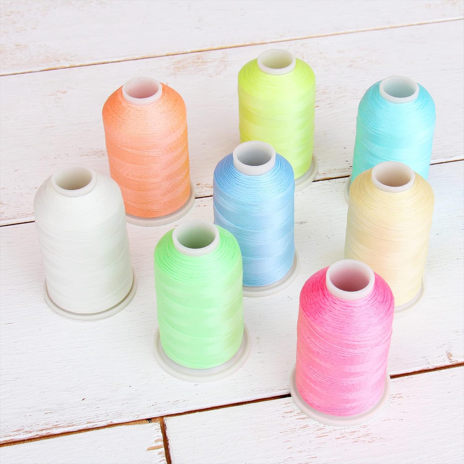 Threadart Glow In The Dark Machine Embroidery Thread 8 Cone Set| 1000M Cones Compatible with Brother Janome Pfaff Babylock Singer Bernina Husqvarna and Most Home Embroidery Machines