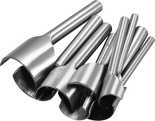 Miniatura 5 de uxcell Juego de 10 cortadores de cuero medio redondo de 0.197in a 1.969in de correa de perforación para manualidades