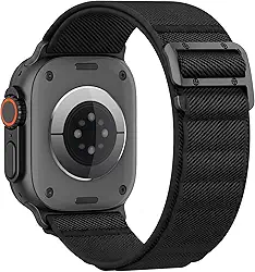 Pulseira esportiva compatível com Apple Watch Ultra 3/2/1 de 49 mm, 46 mm, 45 mm, 44 mm, 42 mm, 41 mm, 40 mm e 38 mm, pulseira de nylon elástico com gancho G para iWatch séries Ultra 11, 10, SE 9, 8