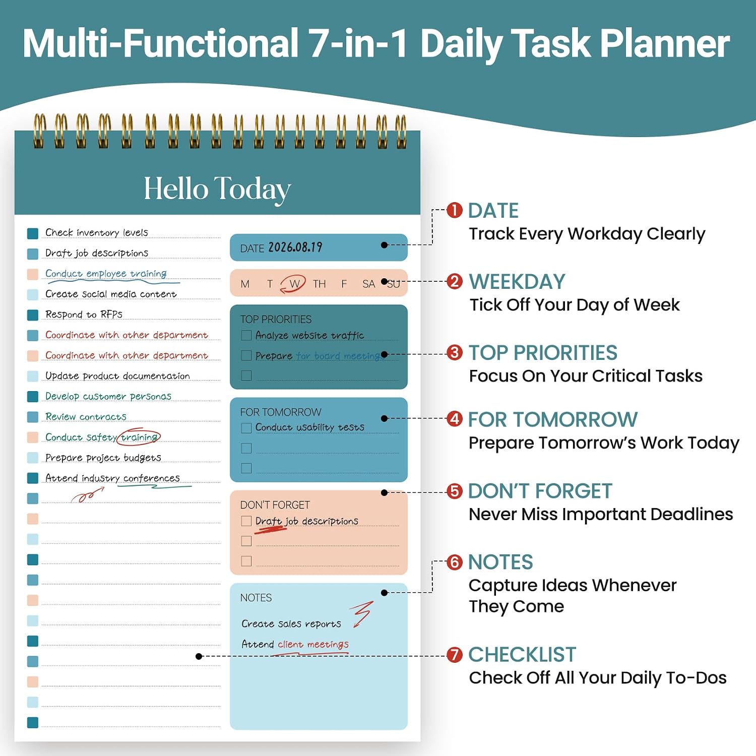 To Do List Notepad, Undated Daily Planner Notebook for Work image 2