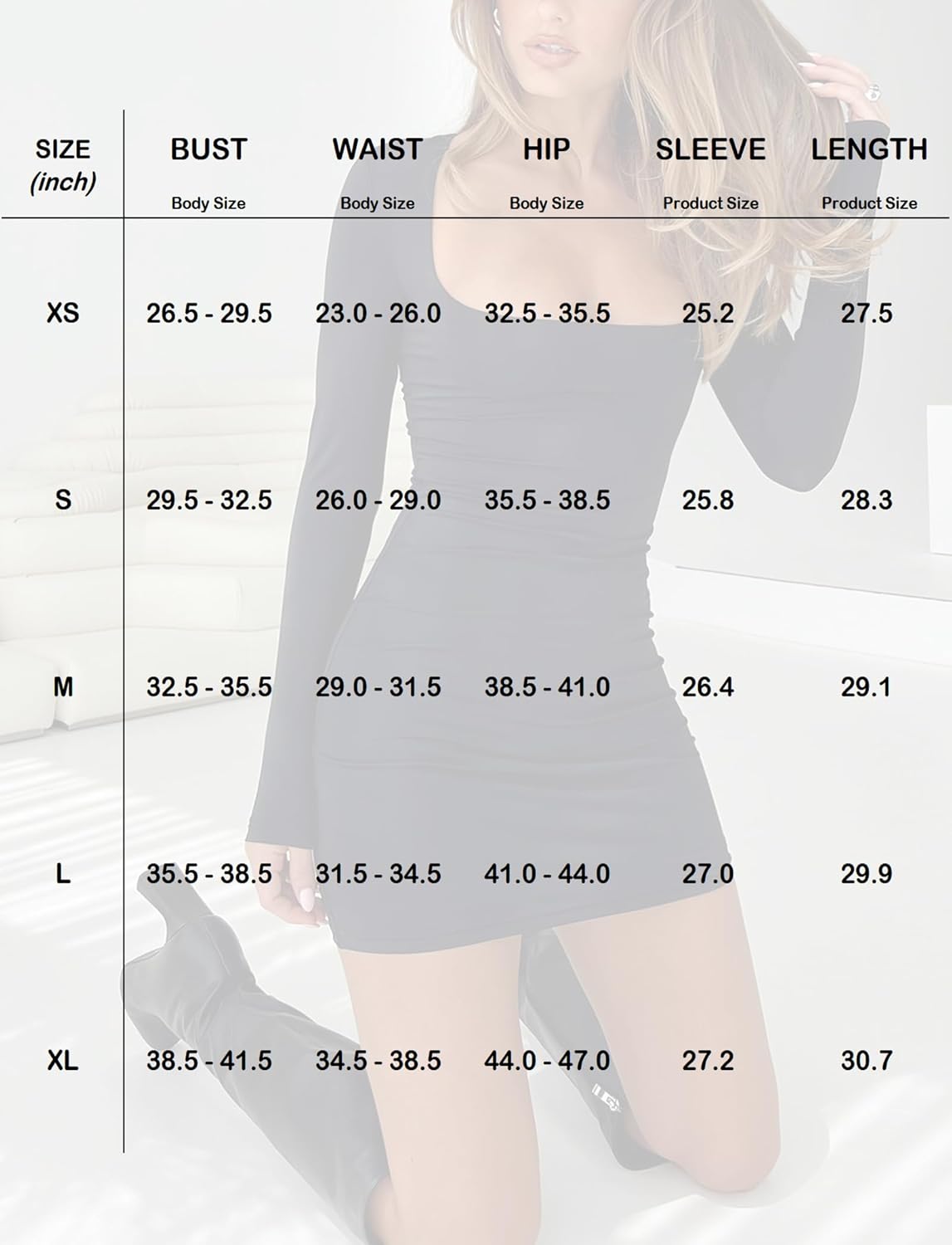 OZICERD Long Sleeve Square Neck Bodycon Mini Dresses for Women Cute Ruched Cocktail Party Club Going Out Dress - Image 7