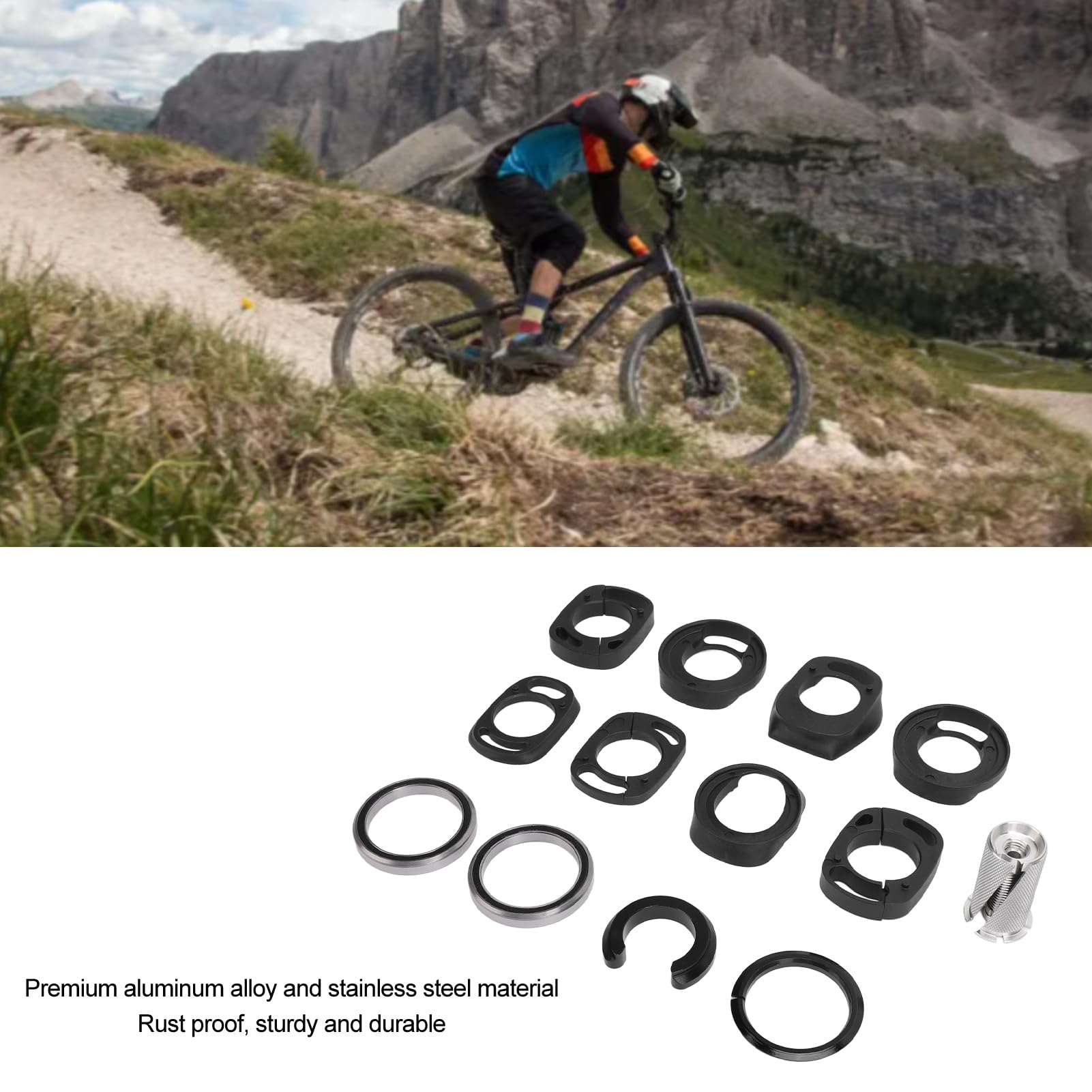 Juego de dirección para bicicleta con soporte de procesamiento CNC, espaciador de enrutamiento interno, tapa superior inferior y juego de cojinetes para bicicletas de montaña.