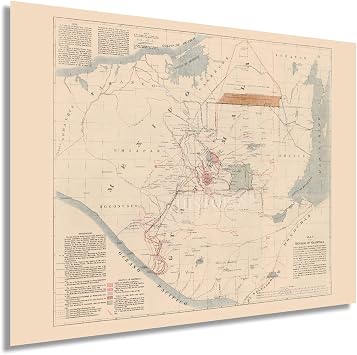 HISTORIX Vintage 1895 Guatemala Map Poster - 18x24 Inch Mapa de Guatemala Wall Art - History Map of Guatemala - Old Guatemala and Mexico Map Boundary