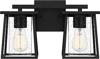 Quoizel LDG8615MBK Lodge Vanity, 2-Light 200 Total Watts, Matte Black