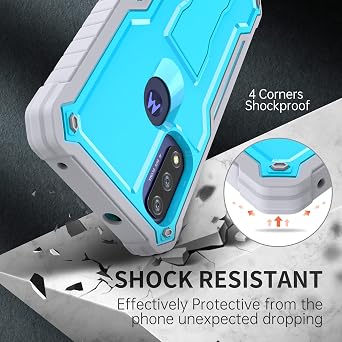 FITO for Moto G Pure Case, Dual Layer Shockproof Heavy Duty Case with a Glass Screen Protector, Built-in Kickstand (Blue)