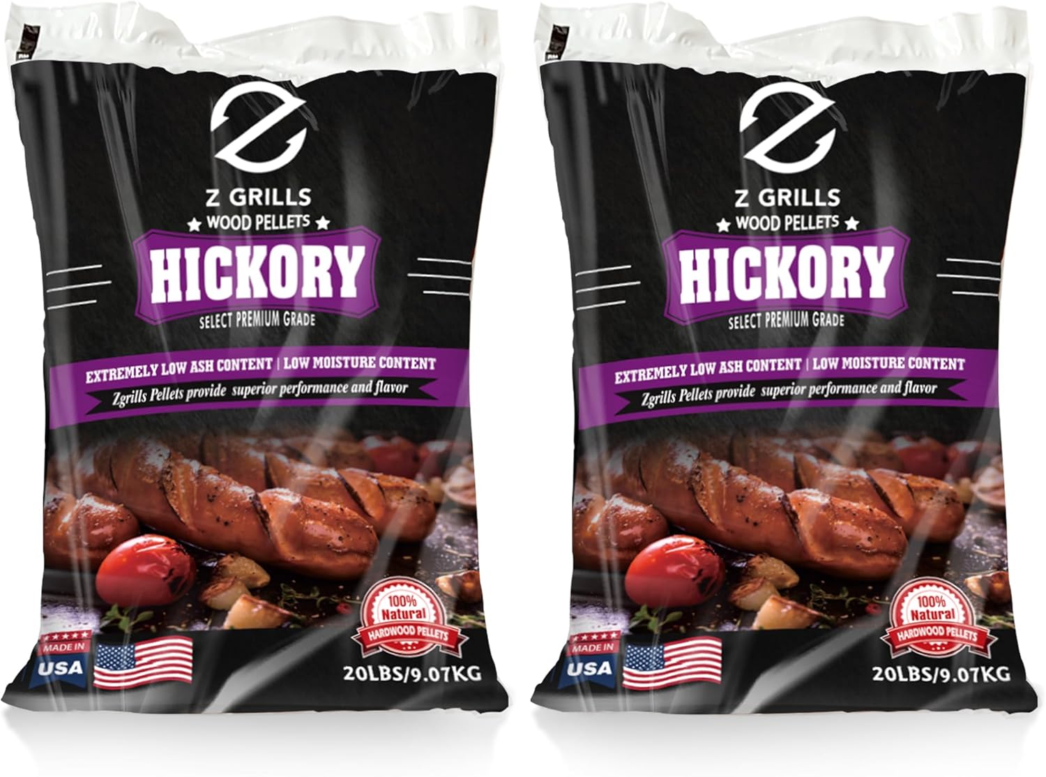 Z GRILLS Wood Pellets for Smoker Grill, 100% All-Natural Hardwood Hickory Pellet, 40lbs