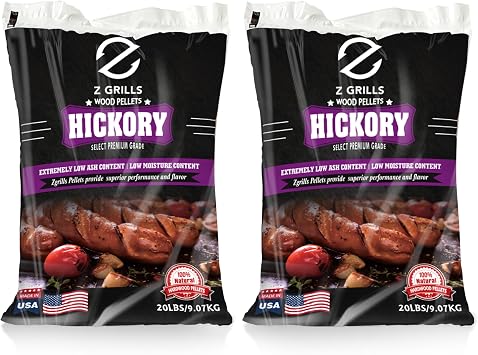 Z GRILLS Wood Pellets for Smoker Grill, 100% All-Natural Hardwood Hickory Pellet, 40lbs