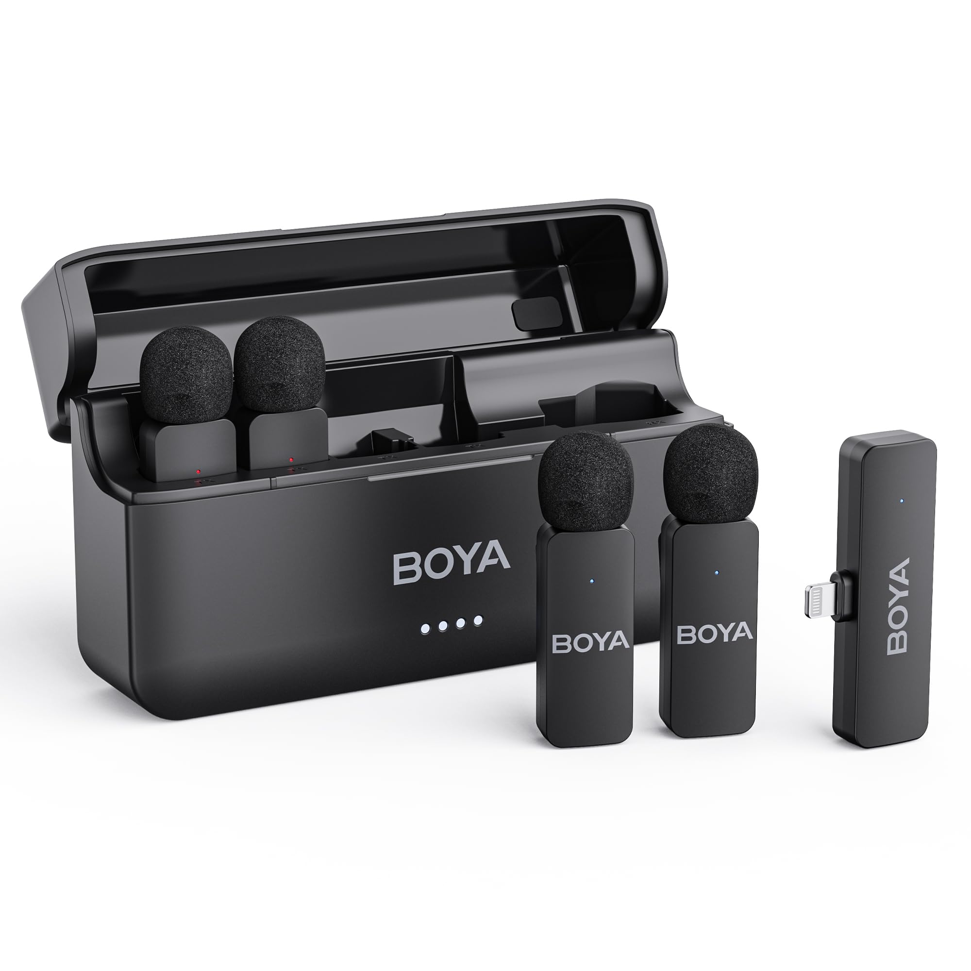 BOYA BY-V4D Microphone Wireless for iPhone Android Smartphone, 4-Channel Mono Output, Mini Microphone
