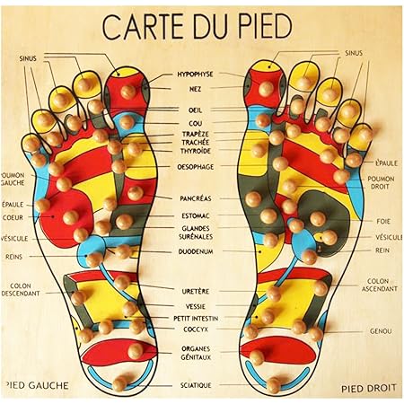 Planche Bois Carte Du Pied Massage Reflexologie Acupression Amazon Fr Hygiasne Et Soins Du Corps