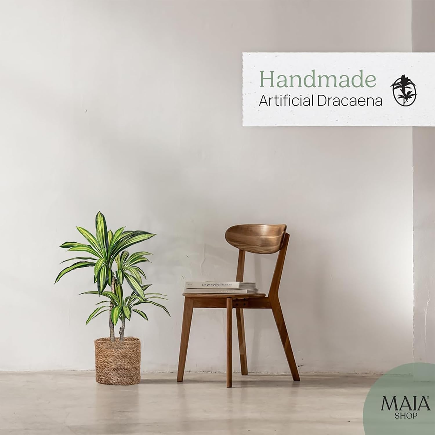 Maia Shop 3ft 5in Artificial Dracaena Tree Plant for House, Apartment or Office – Realistic Fake Indoor Plants for Living Room, Kitchen, Bedroom, Entryway or Bathroom – Faux Greenery for Home Décor