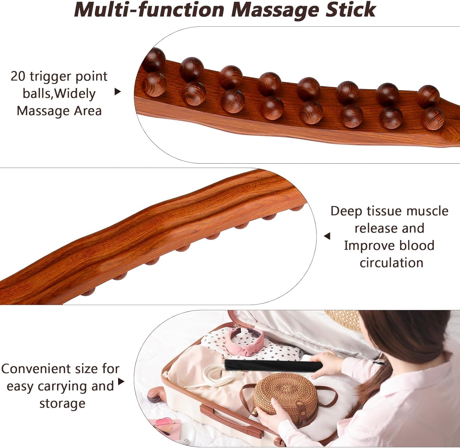 Wooden Gua Sha Tools Manual Back Massage Sticks Bar Therapy Scraping Lymphatic Drainage, Body Massager Sculpting Guasha Tools for Neck Shoulder Back abdomen Leg Double Row 20 Beads SPA Wooden Gua Sha Tools Manual Back Massage Sticks Bar Therapy Scraping Lymphatic Drainage, Body Massager Sculpting Guasha Tools for Neck Shoulder Back abdomen Leg Double Row 20 Beads SPA