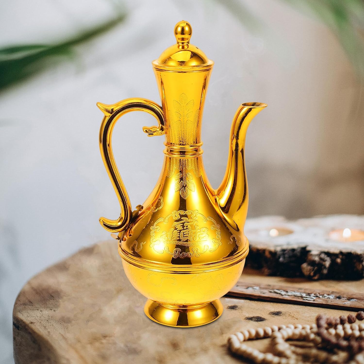 Plastic Water Jug Pitcher, PP Reusable Golden Decorative Jug