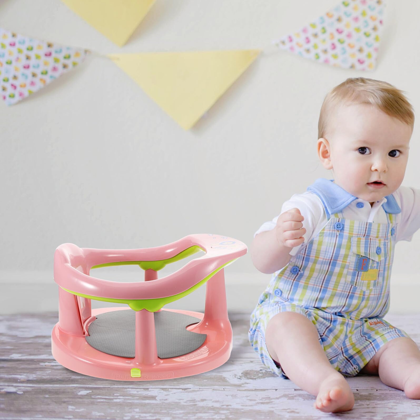 DECHOUS Asiento de Baño para Niña Antideslizante y Portátil con Doble Función para y Recostar Adecuado para Recién Nacidos y Bebés Diseño Seguro y Cómodo Color Rosa